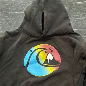 Quiksilver Black and Blue Wave Graphic Hoodie